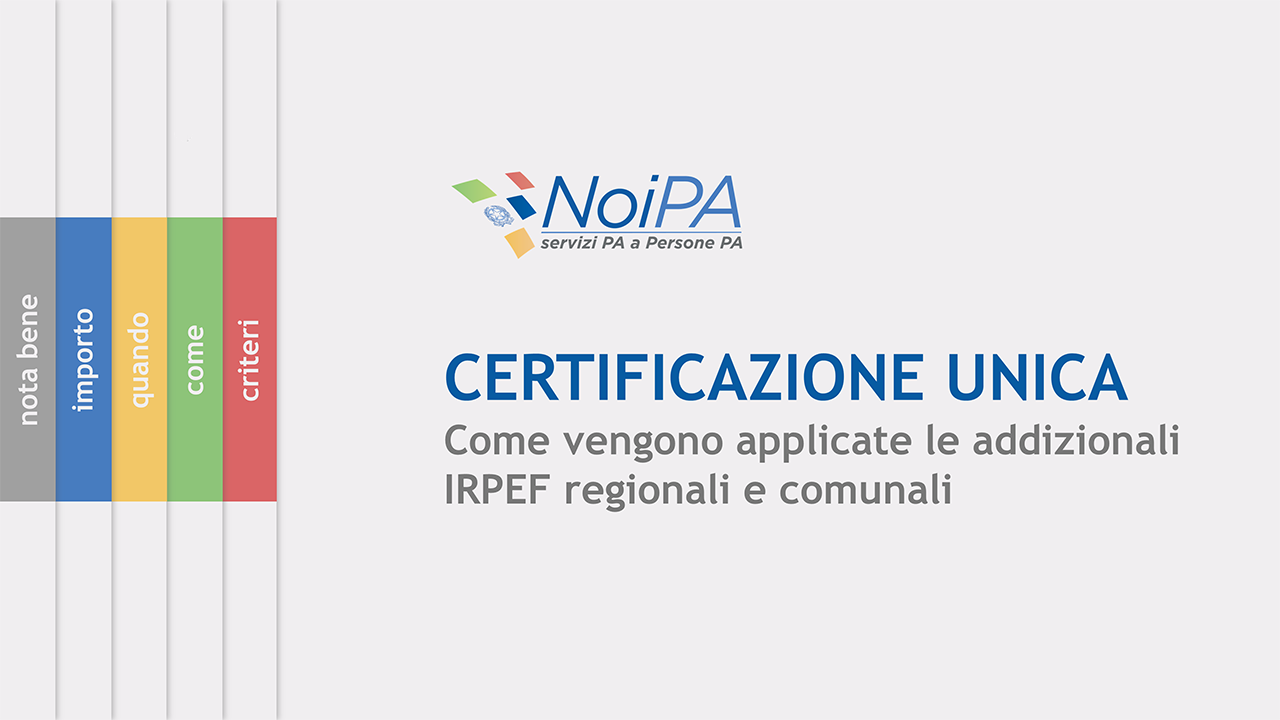 Immagine di preview video 
		Certificazione Unica: come vengono applicate le addizionali IRPEF regionali e comunali
	